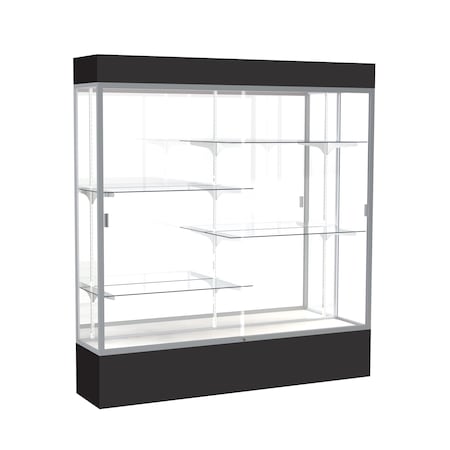 Ghent Lighted Floor Display Case 72x80x16, Mirror, Satin 3176MB-SN-BK