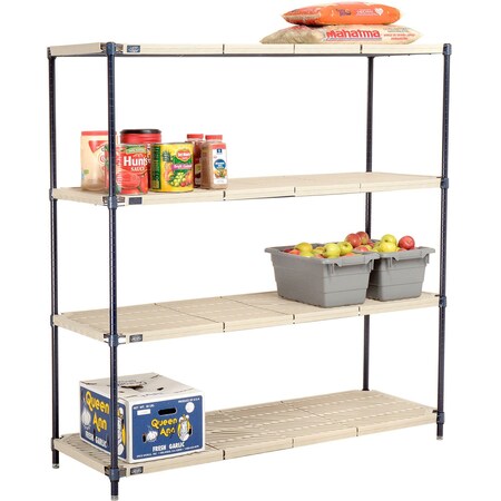 Global Industrial Nexel Nexelite 4 Shelf, Vented Plastic Mat Shelving Unit, Starter, 60"W x 21"D x 63"H 331486N