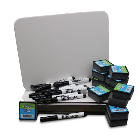 Flipside 9 x 12 Magnetic Dry Erase Board + Marker + Student Eraser Class Pack of 12 21004