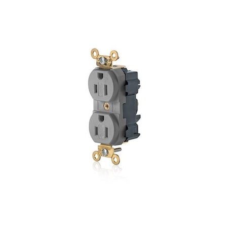 Leviton PlugsandReceptacles, 15A, 125VAC, Gry, Nylon M5262-SGG