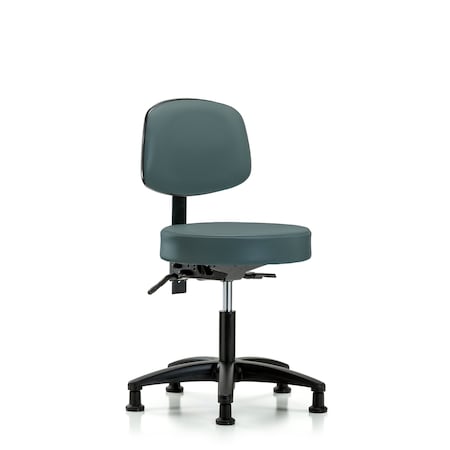 Blue Ridge Ergonomics Desk Stool, Vinyl, Bk, Tilt, Glides, Blu BR-VDHST-RG-T1-RG-8546