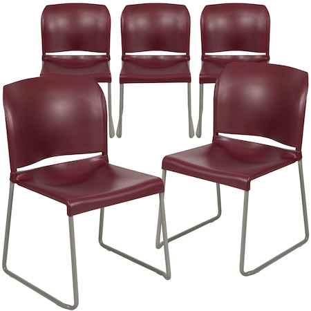 Flash Furniture Burgundy Plastic Stack Chair, PK5 5-RUT-238A-BY-GG