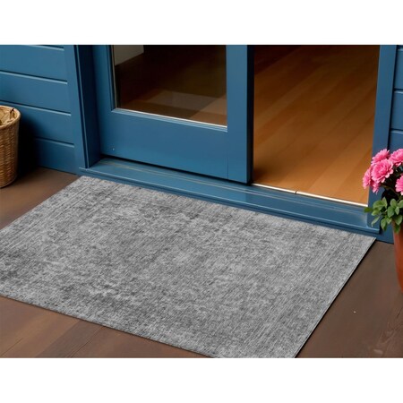 Homeroots 3' X 5' Gray And Beige Abstract Washable Indoor Outdoor Area Rug 616010