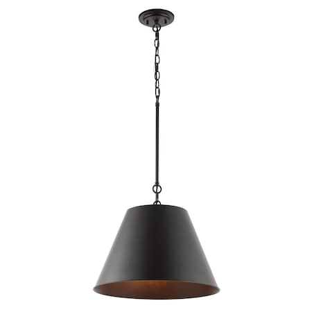 Jonathan Y Harper 17.88" 1-Light Industrial Farmhouse Iron LED Pendant, Oil Rubbed Bronze JYL7587A