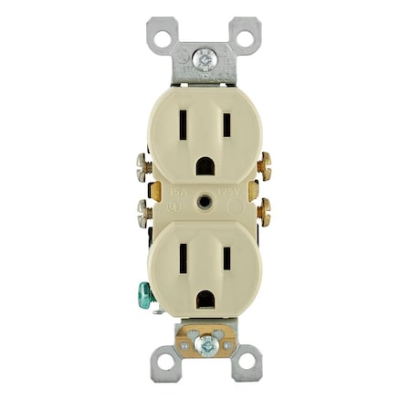 Leviton Residential Grade Duplex Receptacle, 15 Amp, 125 Volt, Ivory 5320-SI