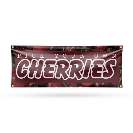 Signmission Pick Your Own Cherries, 18 Inch x 48 Inch, Vinyl Banner B-30790