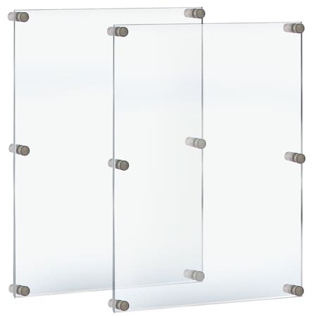 Azar Displays Floating Acrylic Wall Frame with Silver Stand Off Caps: 24in x 36in Graphic Size, 2PK 105536-2PK