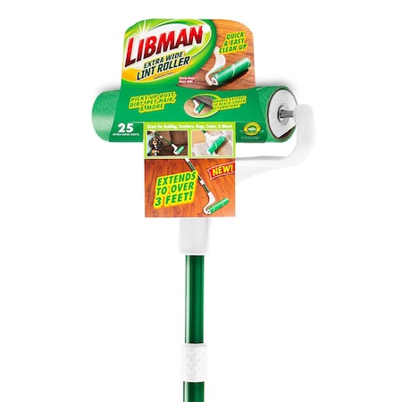Libman Commercial Extra Wide Lint Roller With Extention Handle 1279