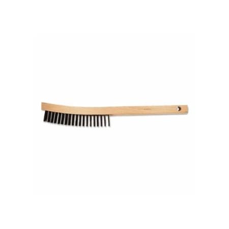 Pferd Curved Handle Scratch Brushes, 13 3/4 in, 4 X 19 Rows, Carbon Stl Wire, Wood Hndle 410-85006