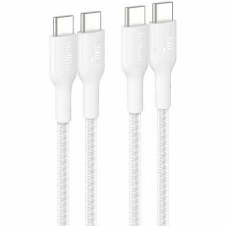 Belkin C - C CBL 240W 2.0, BRAIDED PCR, 2M, WHITE, 2PK CAB025FQ2MWH2PK