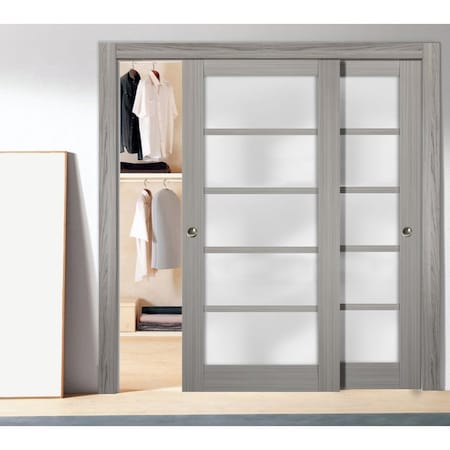 Sartodoors Closet Bypass Interior Door, 36" x 84", Gray QUADRO4002DBD-SSS-3684