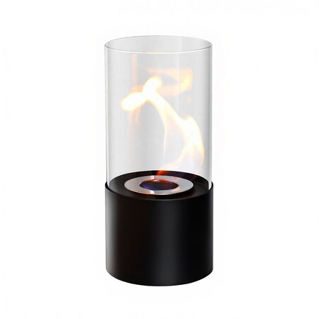 Edendirect 5 in. Tabletop Ventless Bioethanol Fireplace, Black Round Stainless Steel Burner Cup ZR-06-910