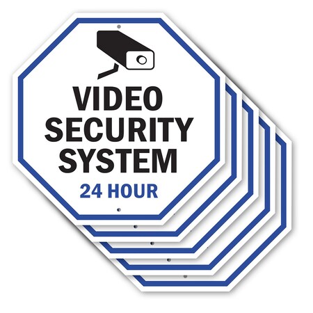 Signmission Video Security System 24 Hour, 10 inch X 10 inch, Aluminum Metal Signs, 5PK OC-A-5Pack-10-4