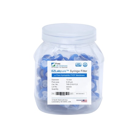 Foxx Life Sciences EZFlow Syringe Filter, 0.22um PP, 25mm, 100PK 37B-2216-OEM