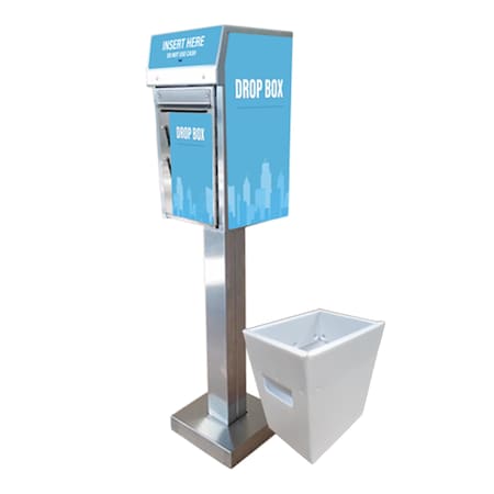 American Security Cabinets Small Payment Drop Box 500 Walk Up, On Concrete, Wide Slot PMT-500-SS-WS-OC-KB