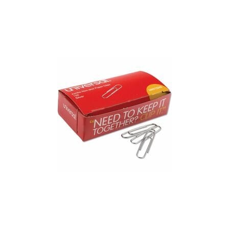 Universal One Paper Clip, Silver, 2in L, 1000PK UNV72240