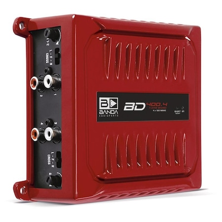 Banda Four Channel 100 watt RMS Car Audio Amplfier with optional use low or high pass filters RED BD400.4RED