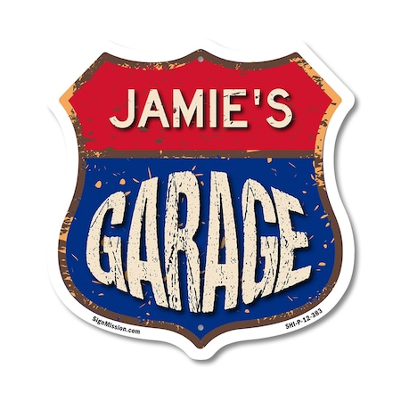 Signmission Jamie's Garage, 12 Inch X 12 Inch, Plastic Sign SHI-P-12-383-JAMIE