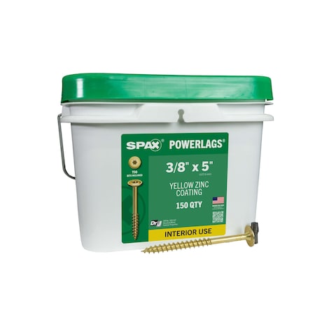 Spax 3/8 in x 5 in Interior Structural Wood Lag Screws Powerlags Washer Head T-Star Bulk Pail, 150PK 3581021001270