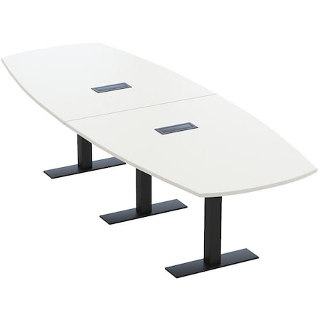 Skutchi Designs Arc Boat Conference Table With Power, 48 in W, 144 in L HAR-ABOT-48X144-T.BK-W960-EBLK