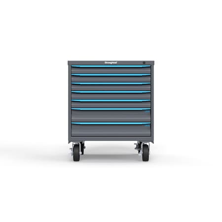 Strong Hold 7 drawer cabinet - (5x 2in, 2x 4in) - Blue accents - Keyed Alike S3036-PCAAS-0701FS