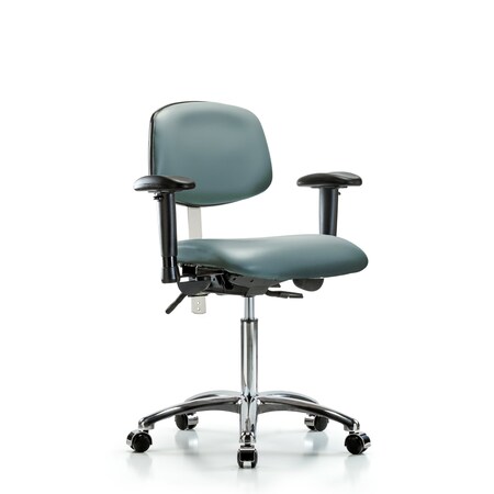 Blue Ridge Ergonomics Vinyl Clean Room Chair, Adjustable Arms BR-NCR-VMBCH-CR-T1-A1-NF-CC-8822