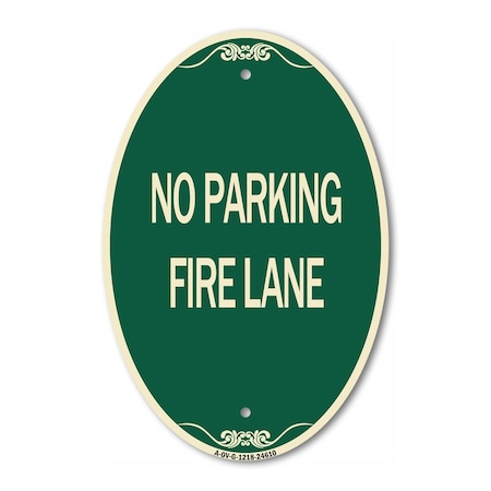 Signmission Pavement Stencil No Parking Fire Lane, 12 Inch X 18 Inch Architectural Oval, Heavy Gauge Aluminum A-OV-G-1218-24610