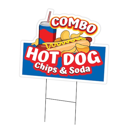 Signmission Hot Dogs Chips & Soda Combo Die Cut Yard & Stake plastic, 1216-Hot Dogs Chips & Soda Combo C-DC-1216-DS-Hot Dogs Chips And Soda Combo19