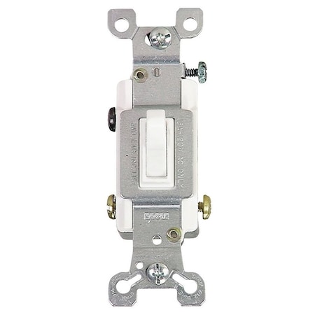 Eaton Wiring Devices Toggle Switch, 15 A, 120 V, Polycarbonate Housing Material, White 1303-7W-BOX