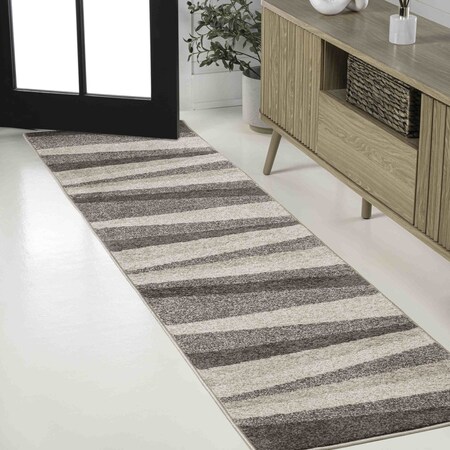 Jonathan Y Prism Geometric Striped Beige/Brown 2 ft. x 8 ft. Runner Rug DZC101C-28