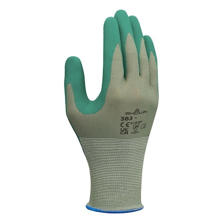 Showa Biodegradable Coated Gloves, Biodegradable Nitrile, Palm, Green, M 1 PR 383M-07.RT