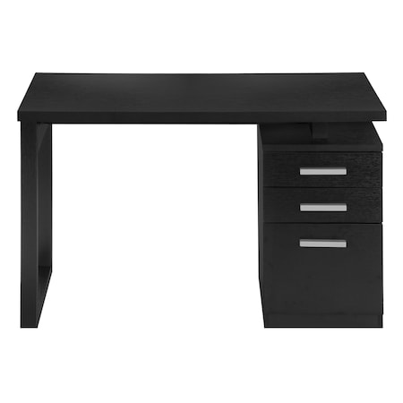 Homeroots 47" Black Computer Desk With Three Drawers 489924