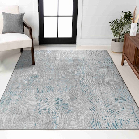 Jonathan Y Timeworn Modern Abstract Gray/Turquoise 4 ft. x 6 ft. Area Rug SOR205A-4