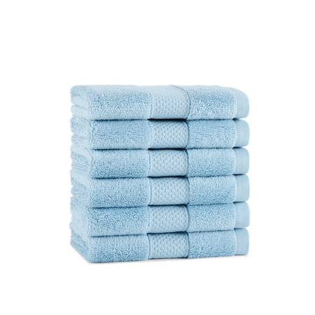 Arkwright Home Egyptian Cotton Washcloth 13x13 Blue - Pack of 6, 6PK P-EGYP-1313-BLU