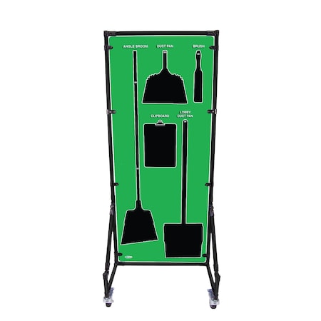 5S Supplies Housekeeping Shadow Board Broom Station V12, Green, Broom + Stand, No Text HSB-V12-GREEN-BO-STAND- NO TEXT