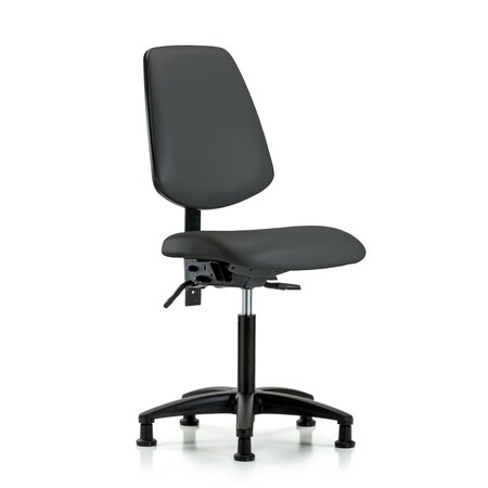 Blue Ridge Ergonomics Medium Bench Chair No Arms, 22" to 29" Height, Vinyl, Charcoal BR-VMBCH-MB-RG-T1-A0-NF-RG-8605
