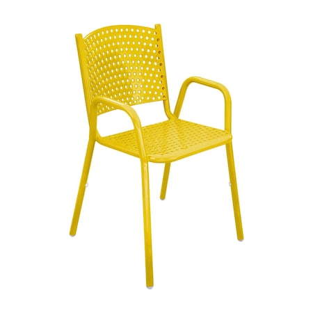 Leisure Craft 31 5/8" Tall Dining Height Stackable Perforated Chair, Yellow C1-PERF-YELLOW
