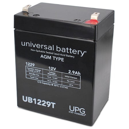 Upg 12V 2.9Ah Faston F1 Sealed Lead Acid AGM Battery for Alarm System, Emergency Lighting UB1229T