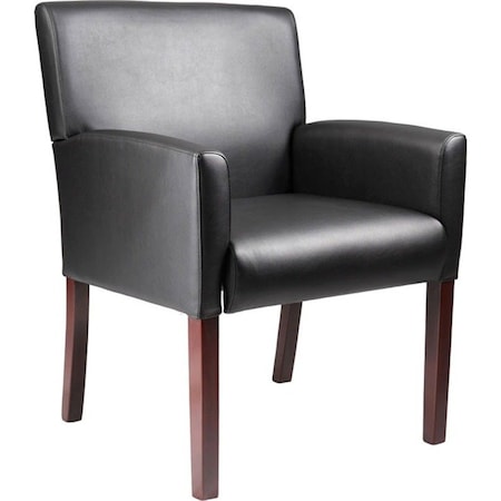 Boss Reception Chair, Black Seat, Black Back, 25" L 35" H, Box, Vinyl Seat B629M