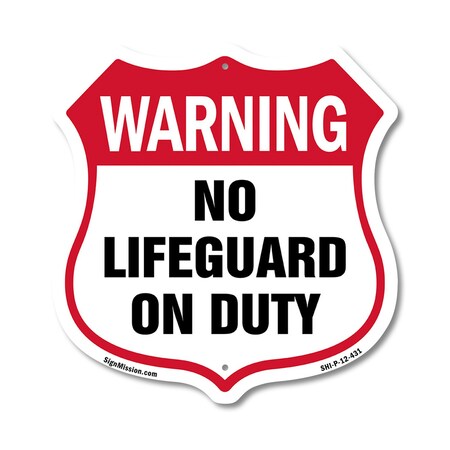 Signmission Pool Safety Shield Sign Warning No Lifeg, 12 Inch X 12 Inch, Plastic Sign SHI-P-12-431