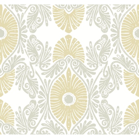 A-Street Prints Villa Light Yellow Embellished Ogee Wallpaper 4122-72400