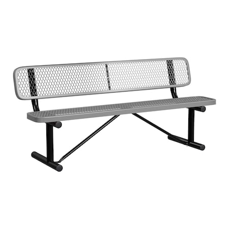 Leisure Craft Bench/Back, Portable, 6ft., Gray B6WBP-GRAY