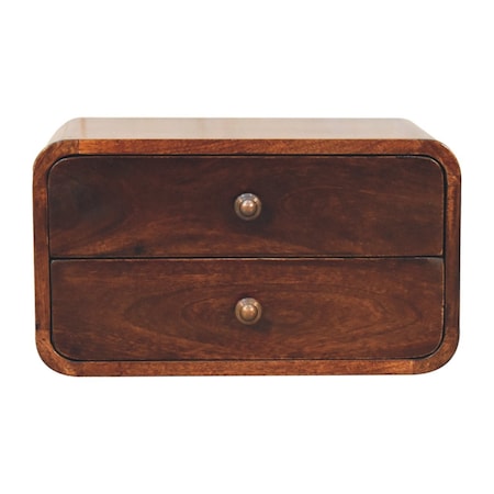 Homeroots 10" Brown Solid Wood Two Drawer Nightstand 653816