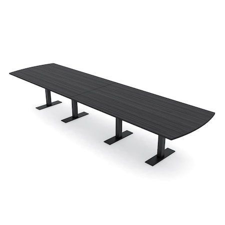 Skutchi Designs 14ft Arc Rectangle Conference Table With Power | Harmony Series | 14 Person Meeting Room Table HAR-AREC-48X168-T.BK-WA7949-NA