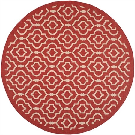 Safavieh 7 ft. -10 in. x 7 ft. -10 in. Round Indoor-Outdoor Courtyard- Red and Bone- Machine Made Rug CY6926-248-8R