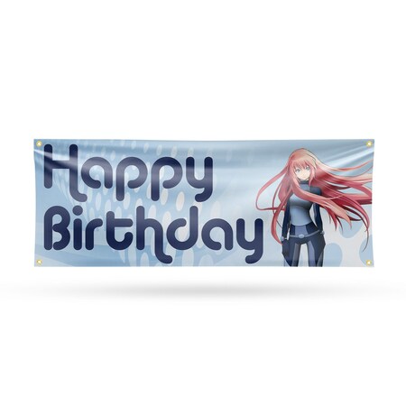Signmission Happy Birthday Anime, 18 Inch x 48 Inch, Vinyl Banner B-30691