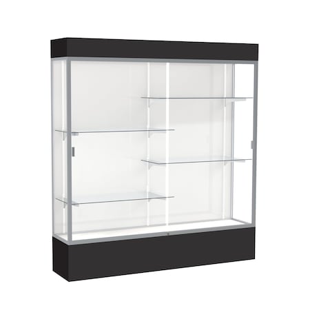 Ghent Lighted Floor Display Case 72x80x16, White, Satin 3176WB-SN-BK