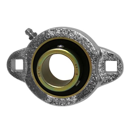 Ami Bearings SINGLE ROW BALL BEARING - 1/2in ZINC NARROW SET SCREW NICKEL 2-BOLT FLANGE BFX201-8NPMZ2