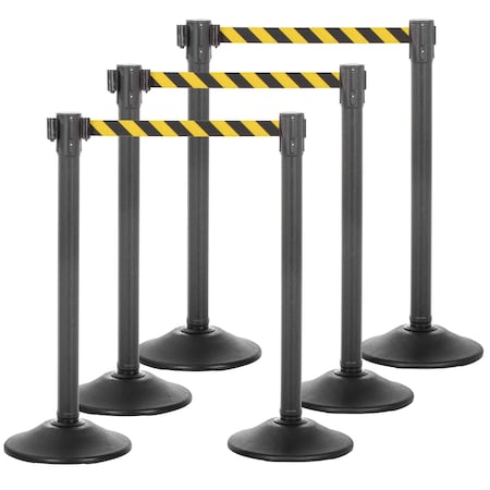 Us Weight Sentry QuikSecure Stanchion with 6.5' Chevron Belt, 6PK U2001CYBPK6