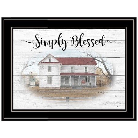 Homeroots Simply Blessed Farmhouse Black Framed Print Wall Art 406357